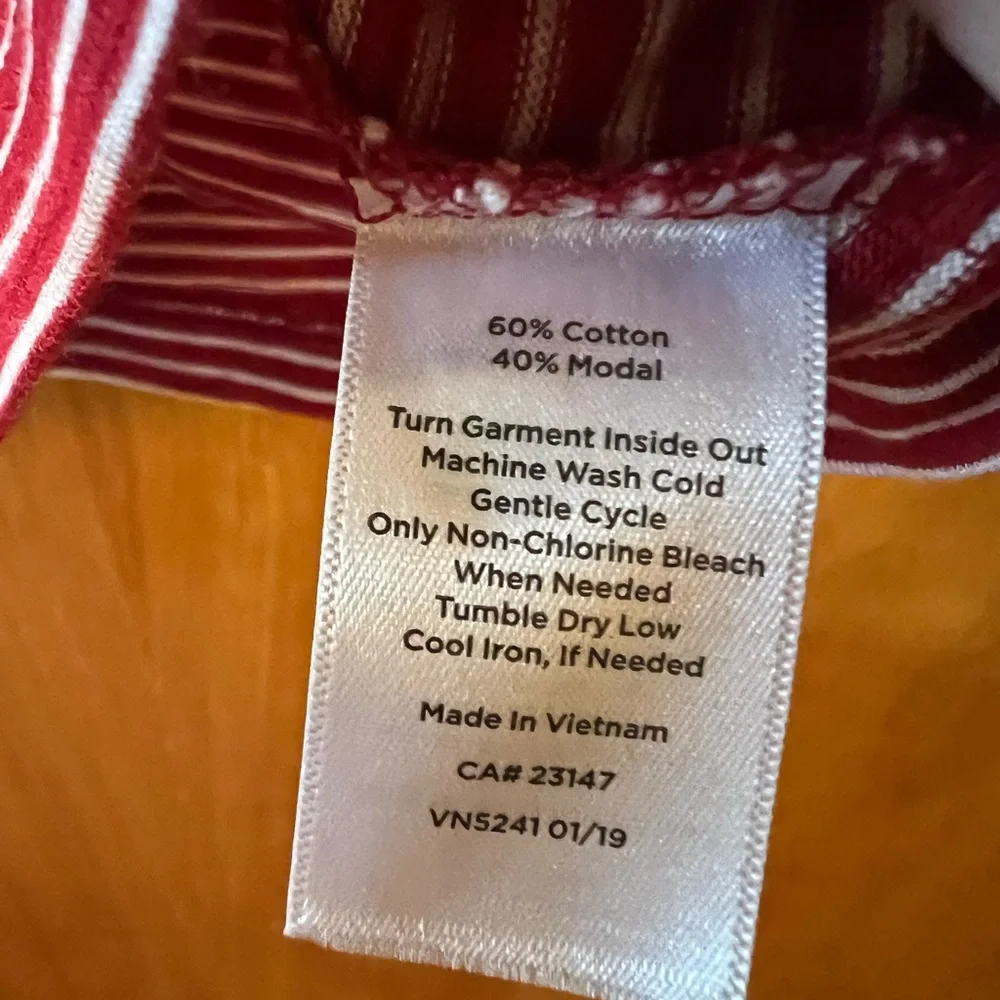 Talbots Red White Horizontal Striped Shirt Short Sleeve Top NWT Petite Large PL - Picture 8 of 10